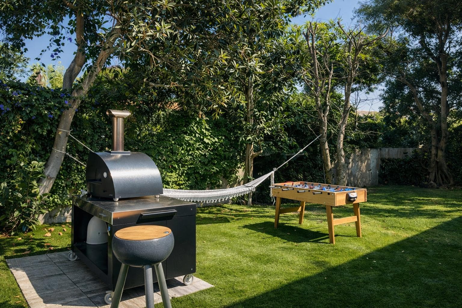Barbecue Area and Professional Wood and Gas Pizza Oven