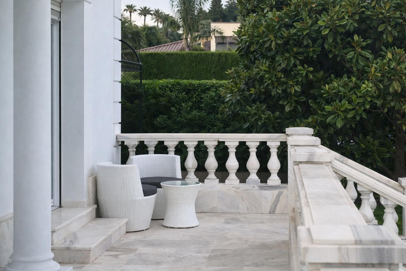 Marble terrace with outdoor seating area