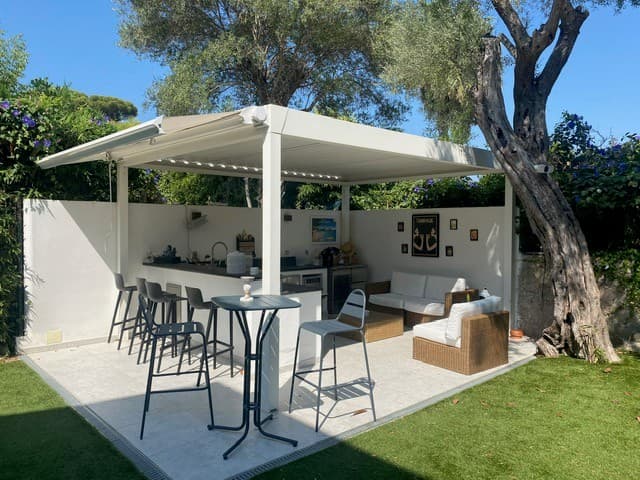 Cocktail Hour under the Pergola in the shade of olive trees
